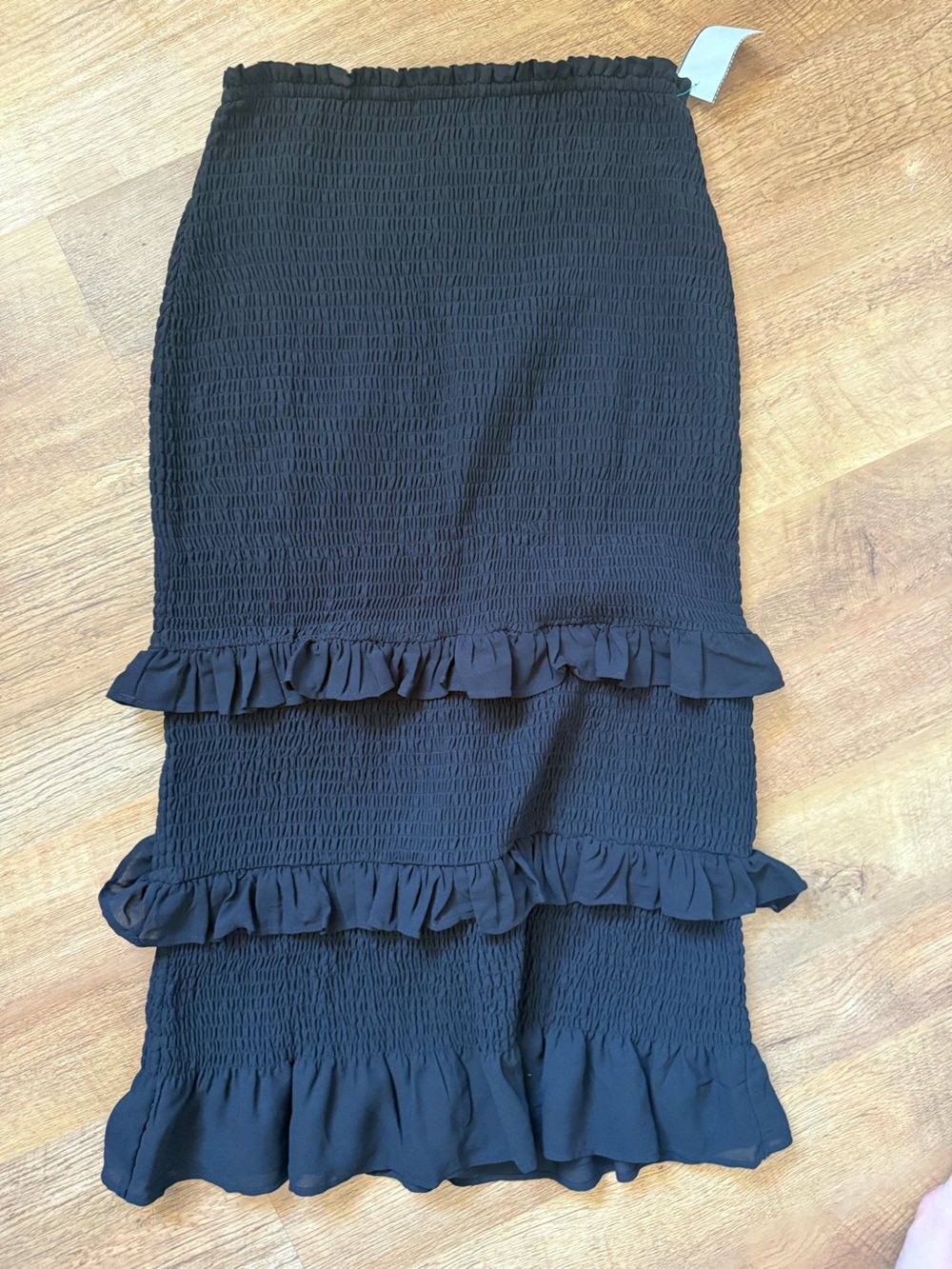 Abercrombie & Fitch Black Ruffle Tiered Smocked Midi Skirt